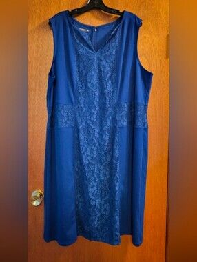 Sleeveless Navy Bodycon Lace-Front Mini Dress Sz 2X